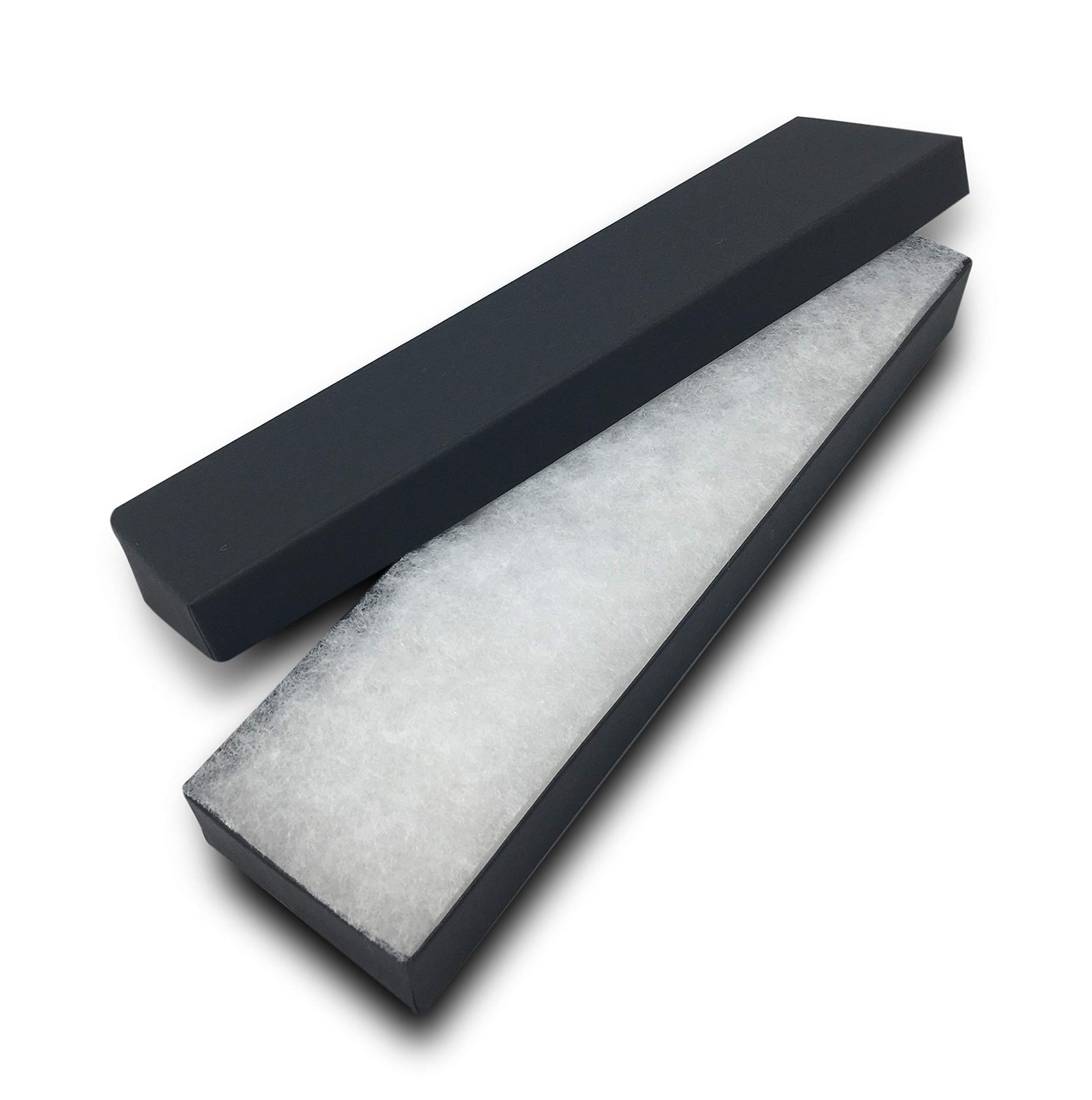 JPI DISPLAY #82 Cotton Filled Boxes, 8 L x 2 W, Matte Black, 100 Count