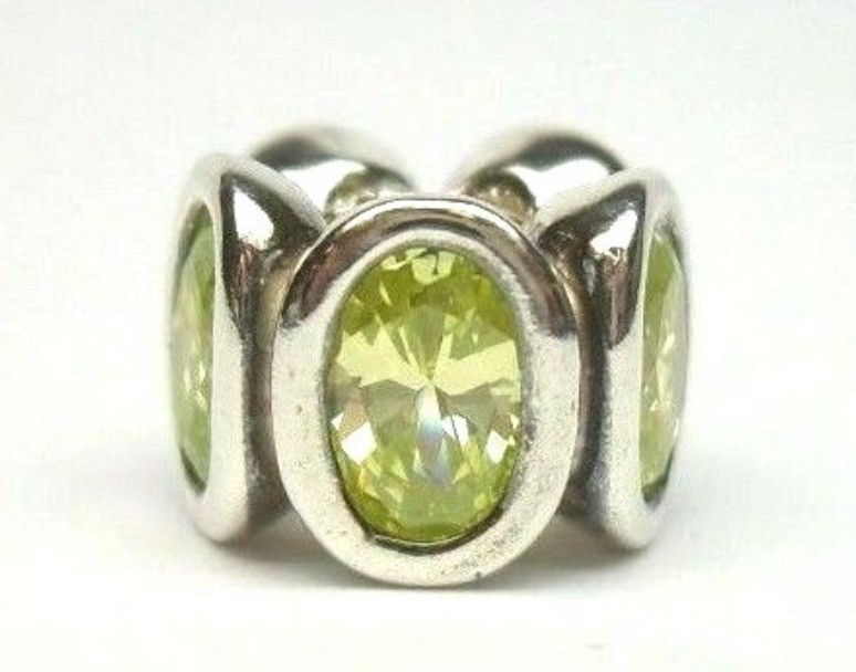 Pandora ALE 925 Sterling Silver Lime CZ Oval Lights Charm 790311CZL – Retired