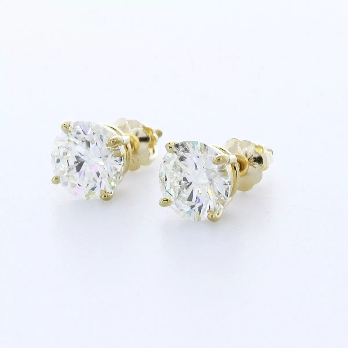 Stud Earrings Classic Solid 14K White Gold 2.40 CT Round Natural Diamond H SI2