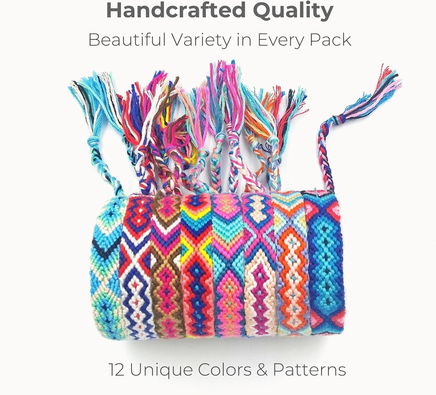Colorful Artisan Friendship Bracelets – Adjustable Set of 12 for All Ages