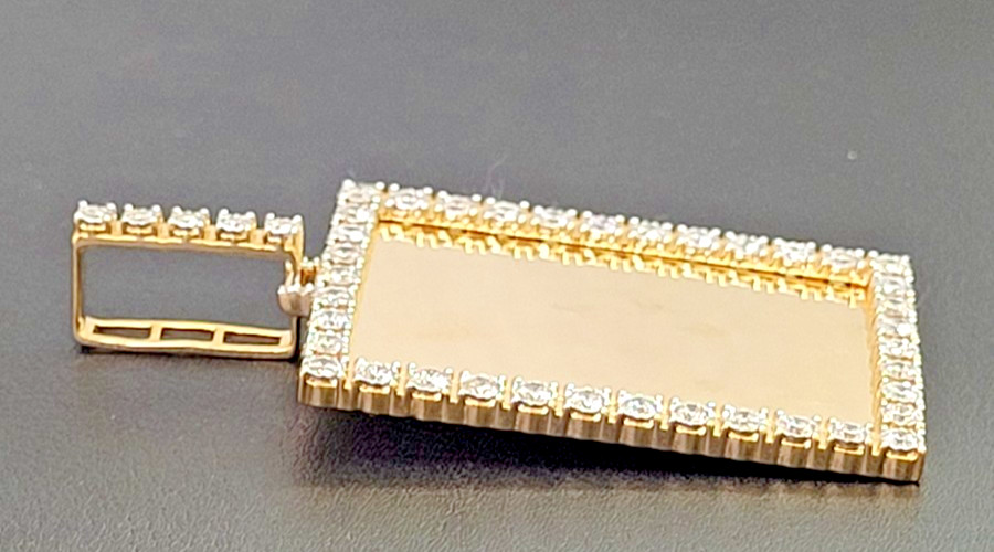 2.29cts Natural Diamonds Hip Hop Picture Frame Pendant in 10K Solid Gold