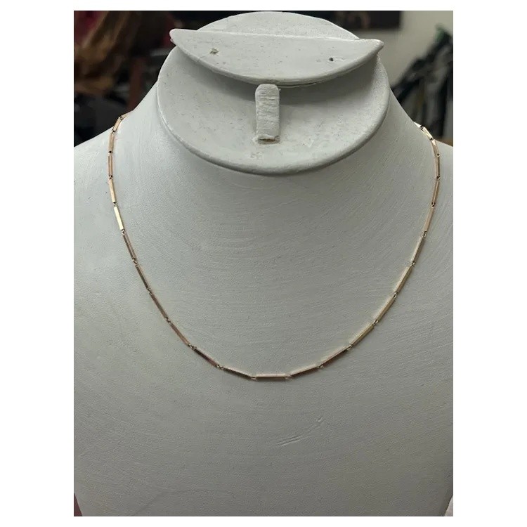 14K Rose Gold Russian Barrel Link Necklace