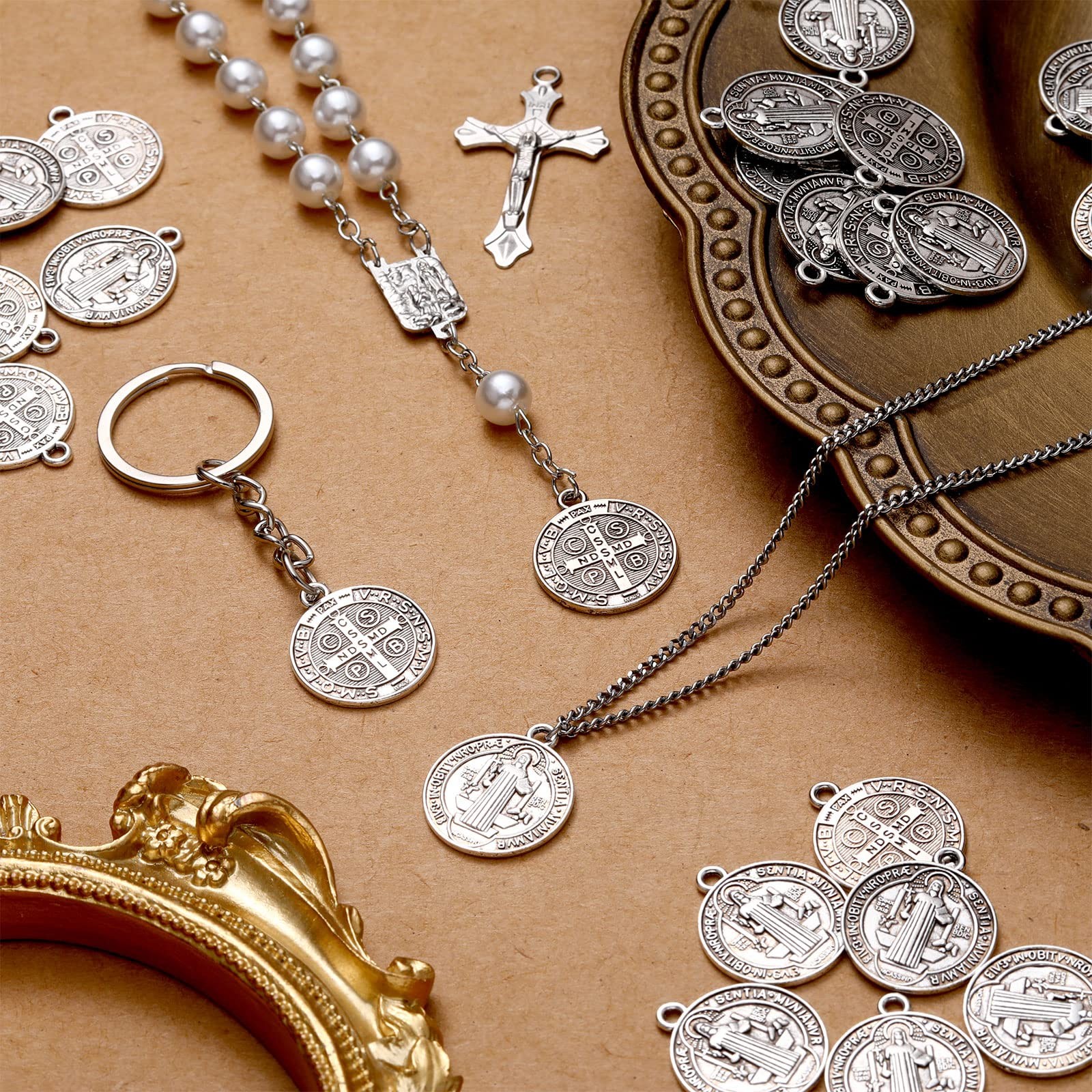 Tudomro 120 Pieces St Benedict Medals 0.94 x 0.79 x inches, silver