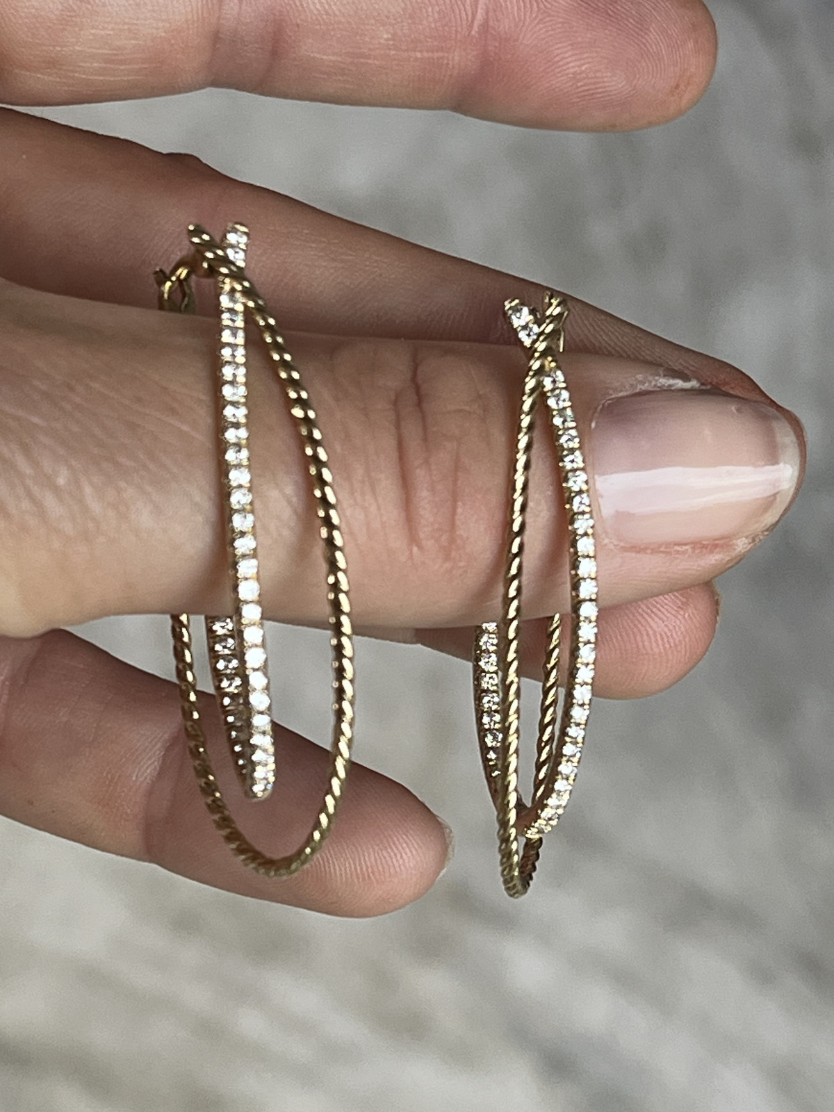 Gabriel & co twisted diamond hoop oval earrings
