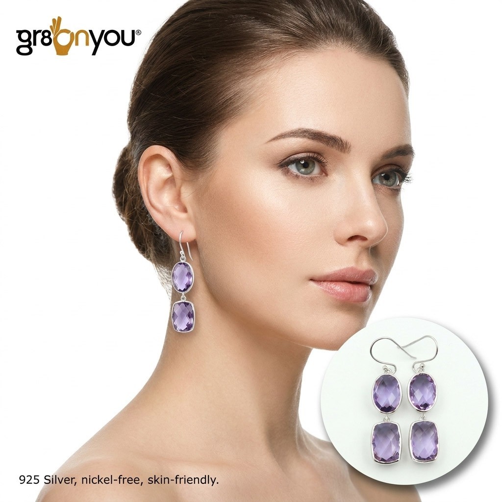 gr8onyou AAA AMETHYST | Glamour Women’s Solid 925 Sterling Silver Earrings