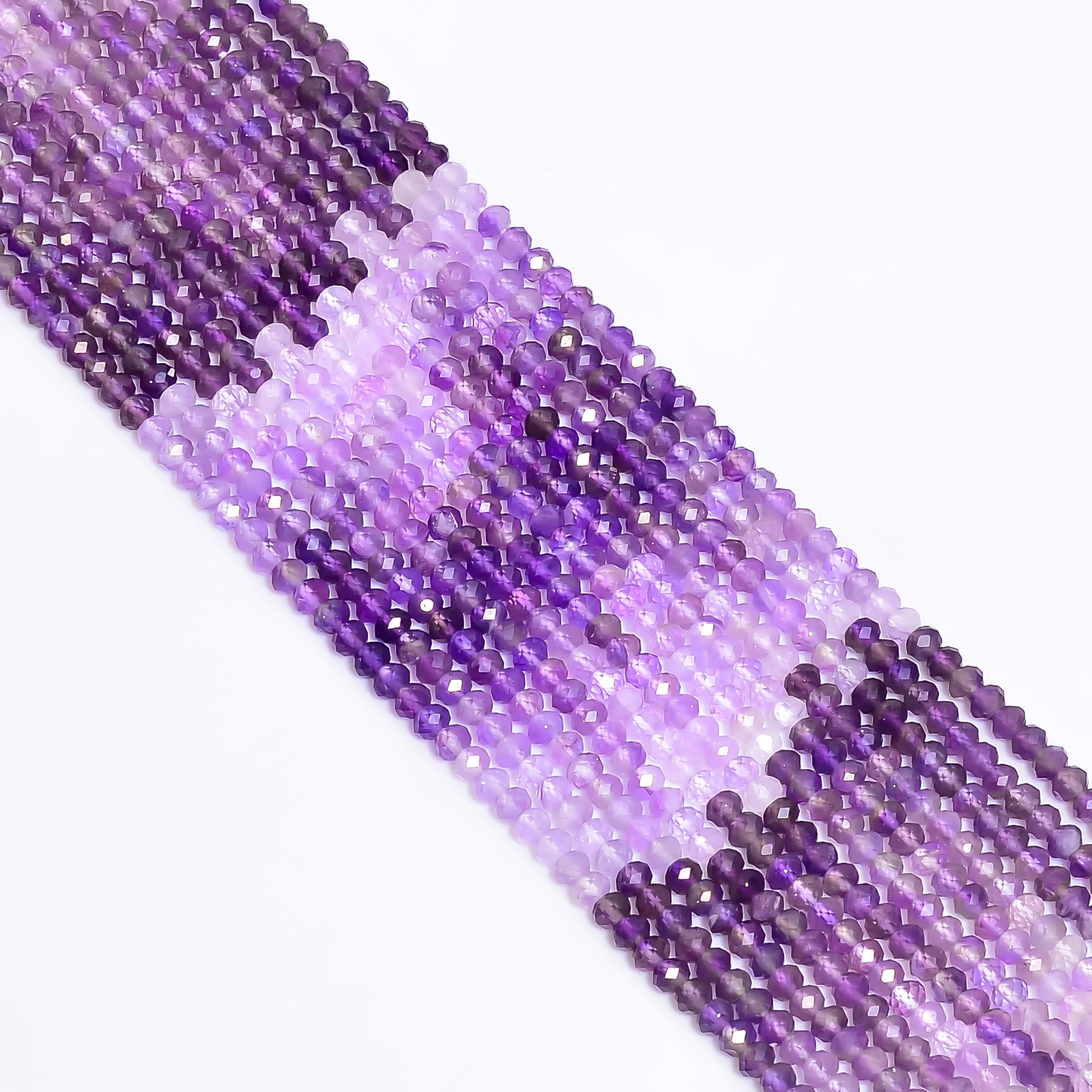 Natural Amethyst Shaded Gemstone Round Faceted Beads 4X4 mm Strand 12.5″ EB-560