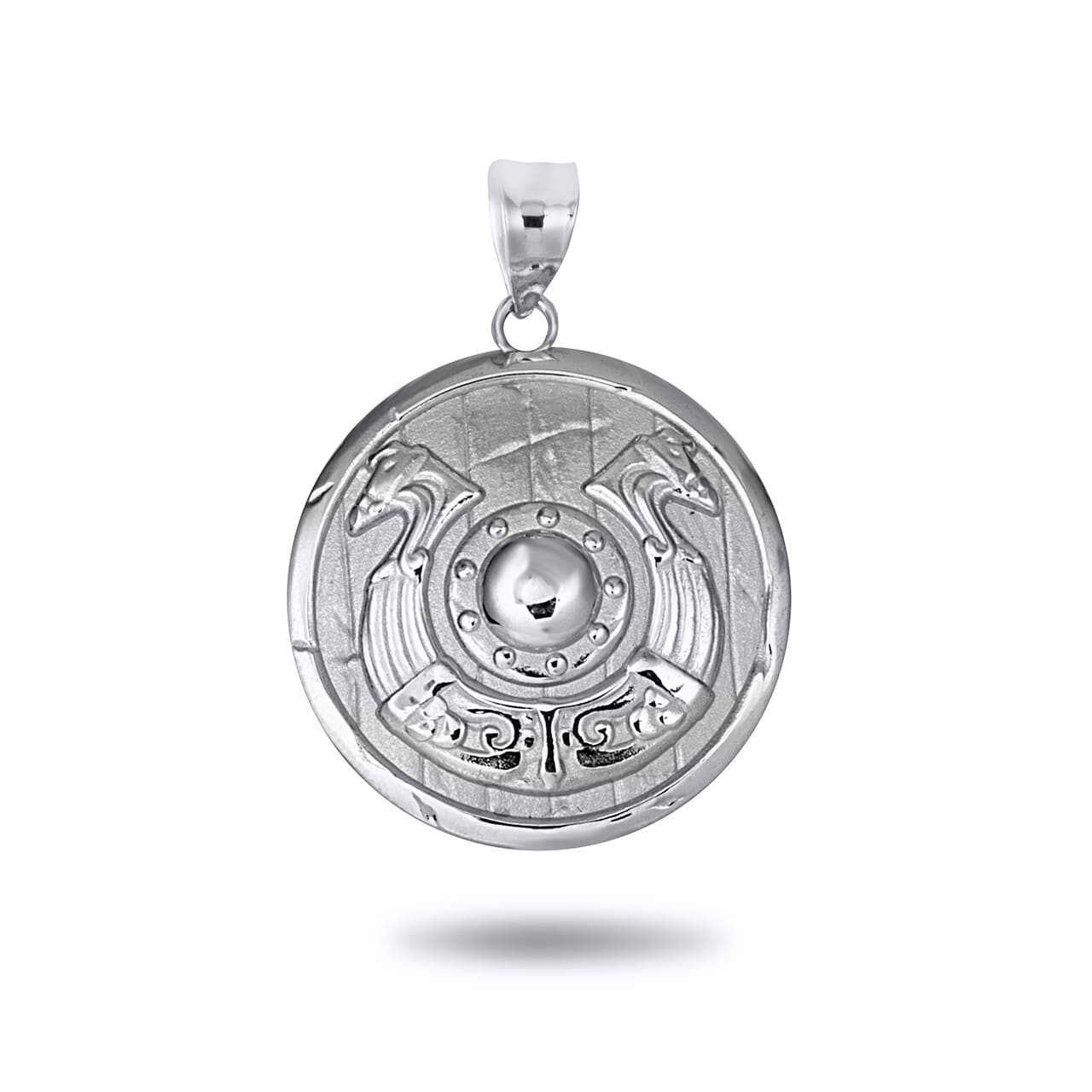 Silver Viking Horseshoe Shield Norse Pendant Necklace