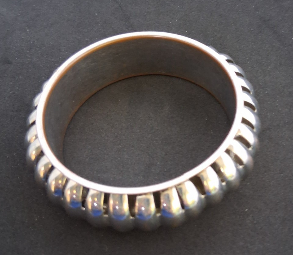 Silvertone Bangle Bracelet 9.0 in 1 in. Wide