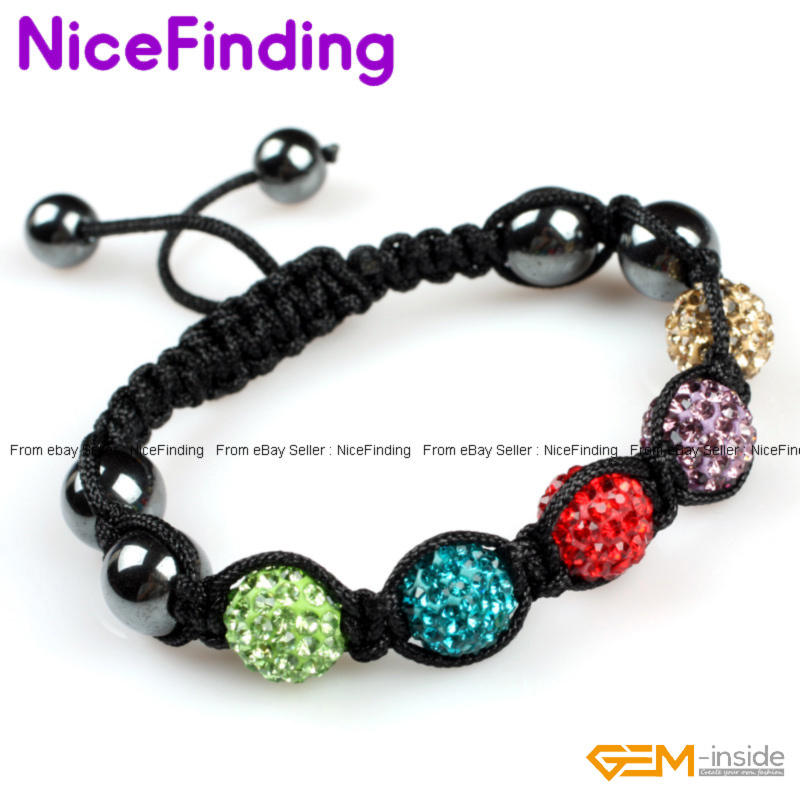 10mm Disco Ball Clay Rhinestone CZ Crystal Pave Bracelet Jewelry Women Men Gift