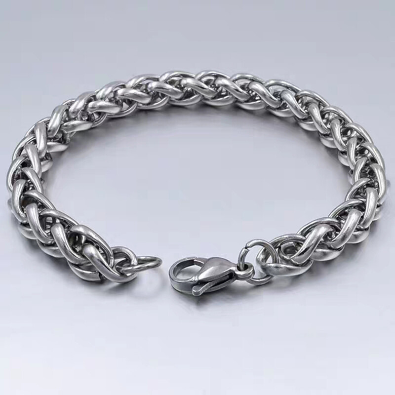 2.5-8mm Man Woman 316L Stainless Steel Wheat Braided Bracelet Bangle 7.5-9.8”