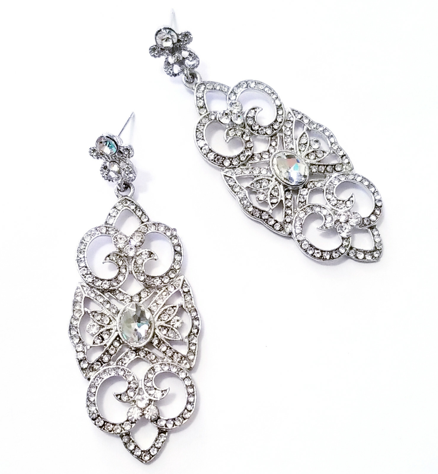 Chandelier Drop Dangle Earrings Rhinestone Austrian Crystal 2.8 in Clear