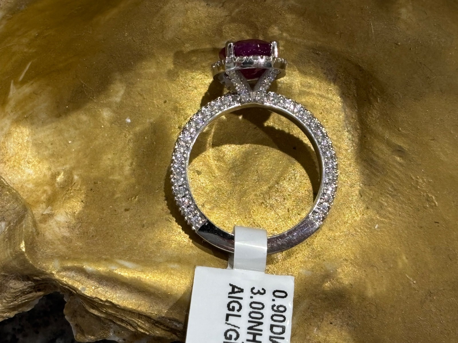 Natural GIA Cert 3.0ct Ruby & .90ct Diamond 14k Wt Gold Ring, Size 7.