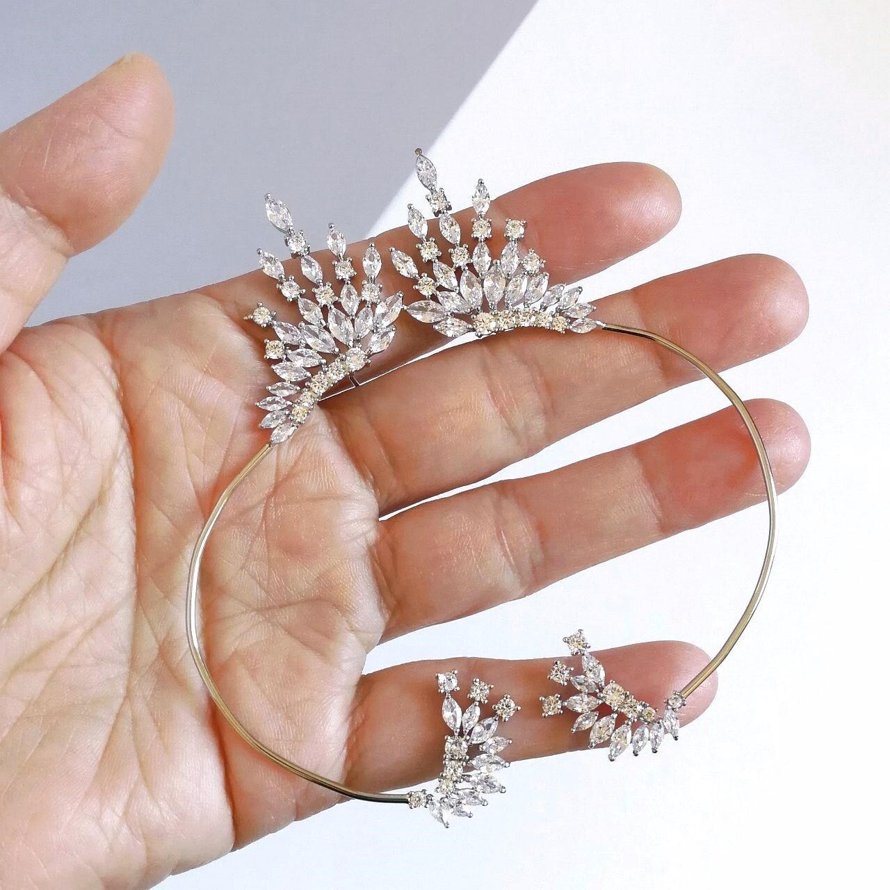 DOUBLE SIDE Silver Marquise Cut CZ Cluster Earrings Ear Cuff Crawler Climber