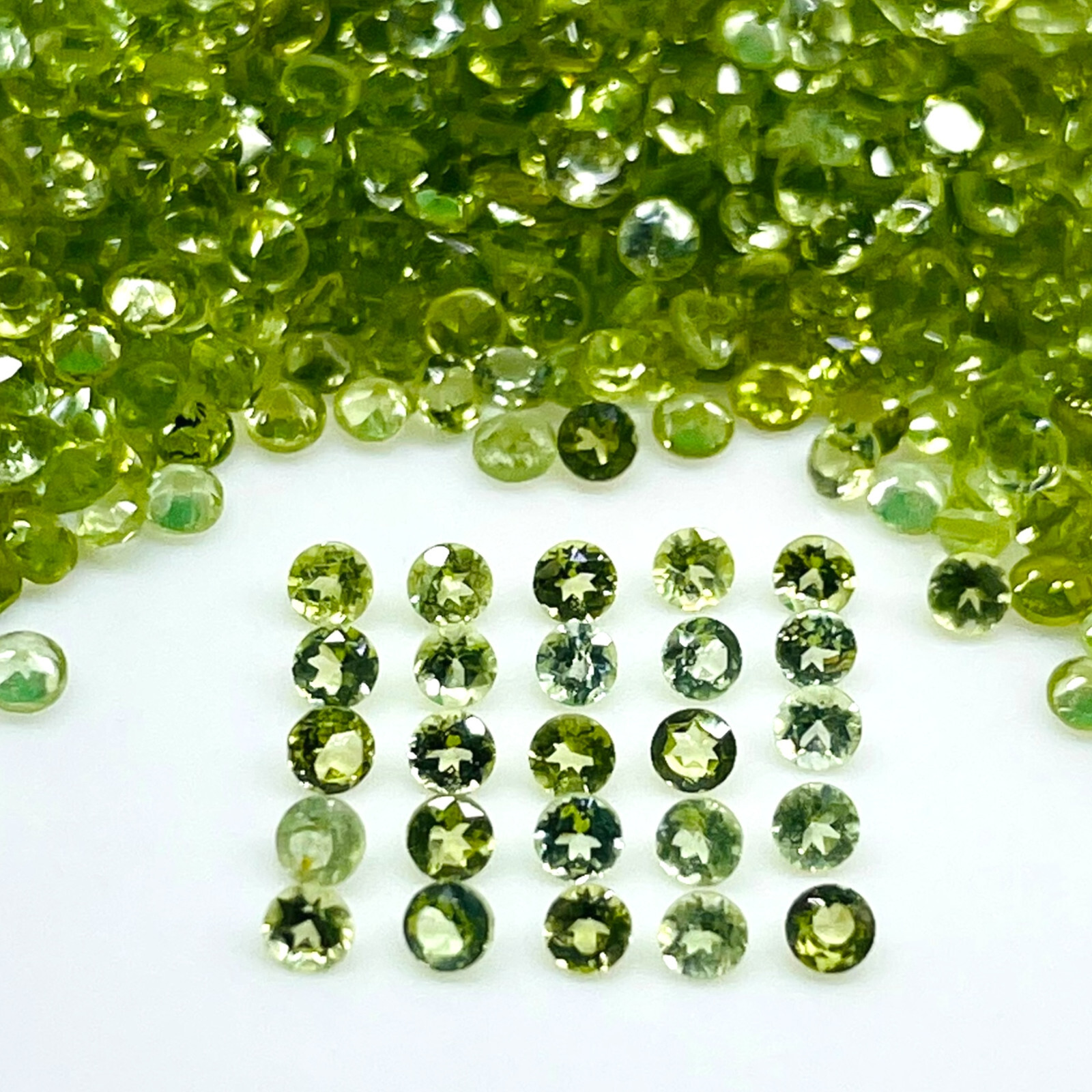 250 Pcs Natural Peridot 2mm Round Cut Loose Untreated Wholesale Gemstones Lot