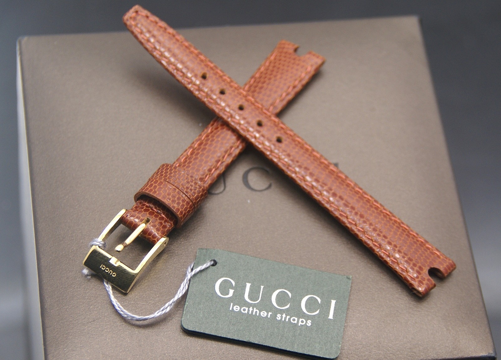 New Gucci 12 MM Lizard Pattern on Genuine Leather Band w/Notch (12.108)