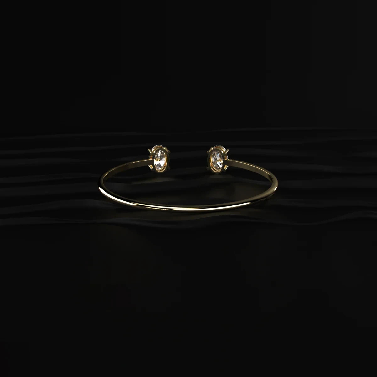 2Cttw Oval Moissanite Toi Et Moi Open Bangle