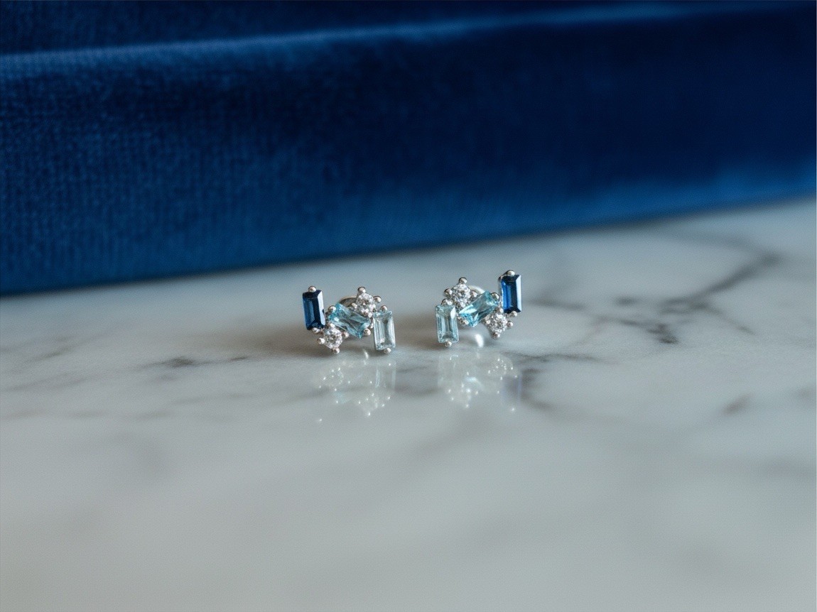 Art Deco Geometric Silver Crystal Museum Missoma Modern Art Earrings Stud Boho