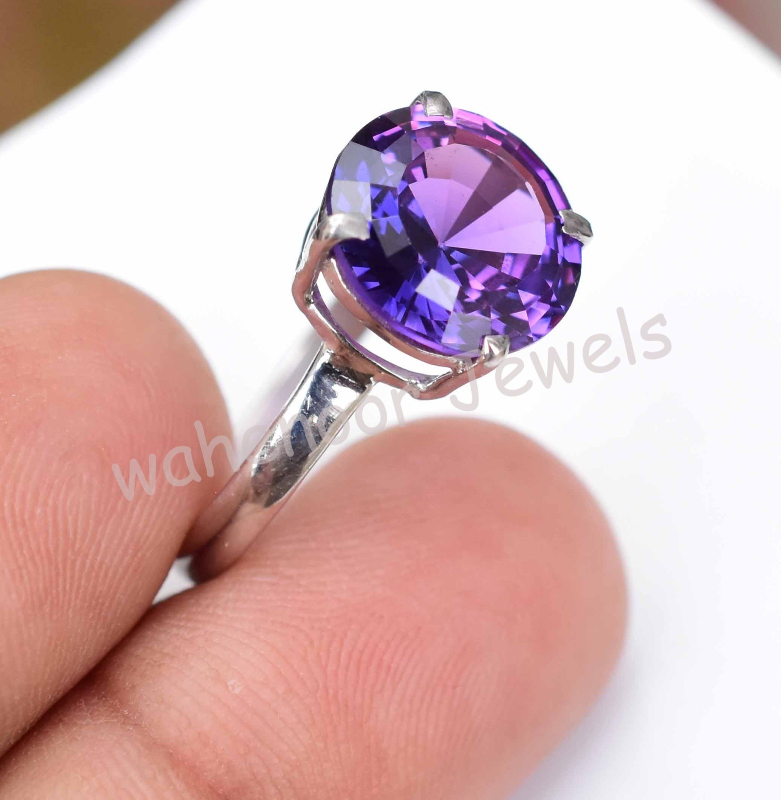Natural Boysenberry Sapphire Round 925 Sterling Silver Ring Certified For Women