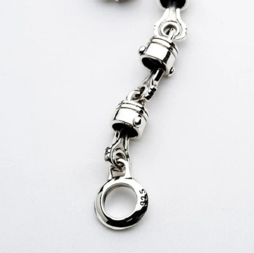 Excellent Solid 935 Argentium Silver Men’s Gorgeous Motorcycle Piston Bracelet
