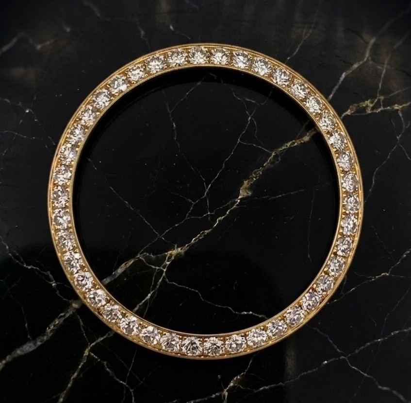 Custom 3.25ct Diamond Bezel 18k Yellow Gold Fits Rolex Datejust 41mm 126333