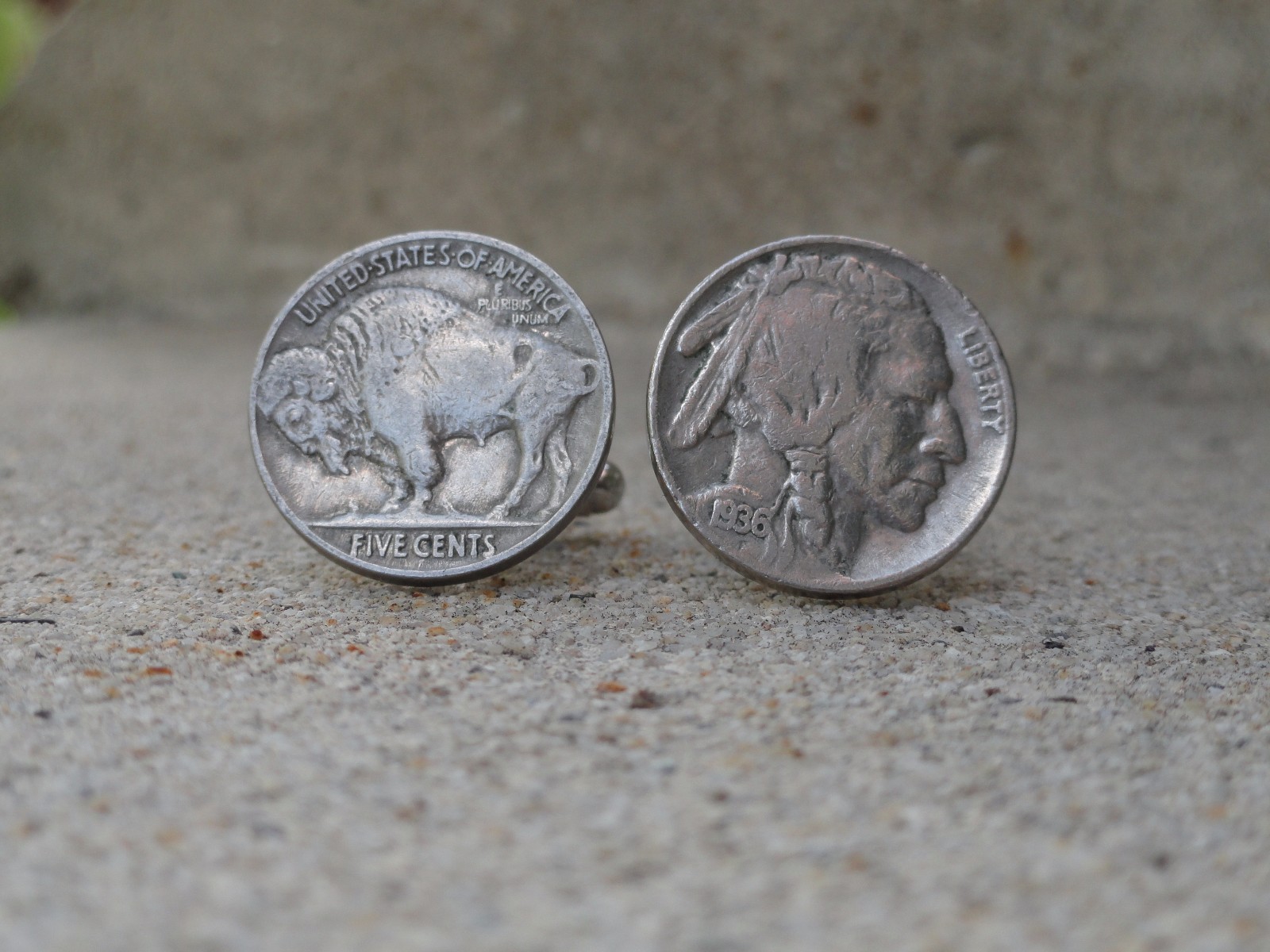 Buffalo and Indian Head Nickel Coin Cufflinks–Bison Money American Jewelry