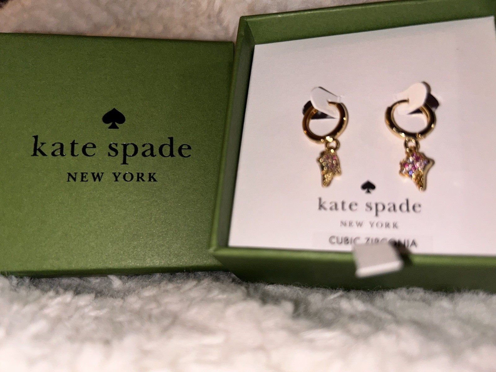 Kate Spade NY Gold Tone CZ Multicolor ice cream scoop🍦Huggie Drop Snap Earrings