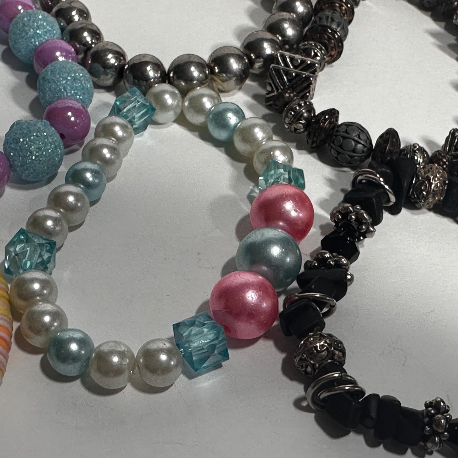 Beaded Stretch Bracelet Lot Colorful Perfect for All Ages 15 pc