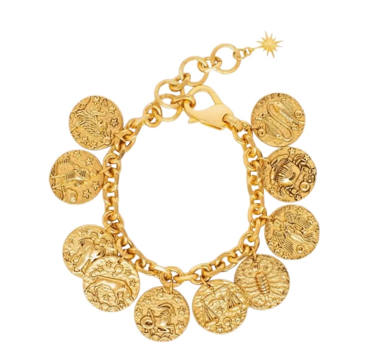 Elizabeth Cole Jewelry Aurea Charm Bracelet 24K Gold Zodiac Sign Charms