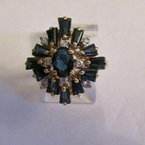 2.70 Carat 14K Gold Diamond & Sapphire Ring Diamond=.20 F-SI1/VS2 5.0 Grams