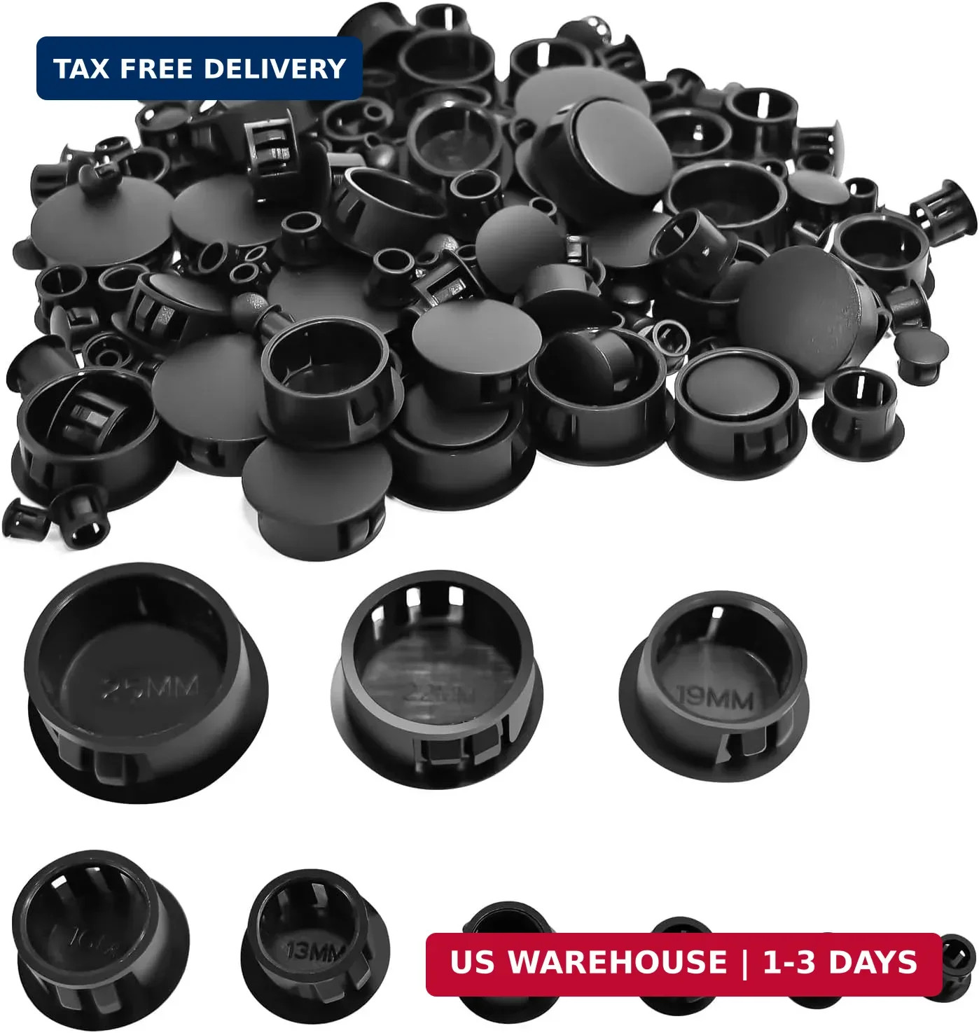 190 Pcs Black Plastic Hole Plugs, 9 Sizes Round Screw Hole Plugs | Flush Type Pa