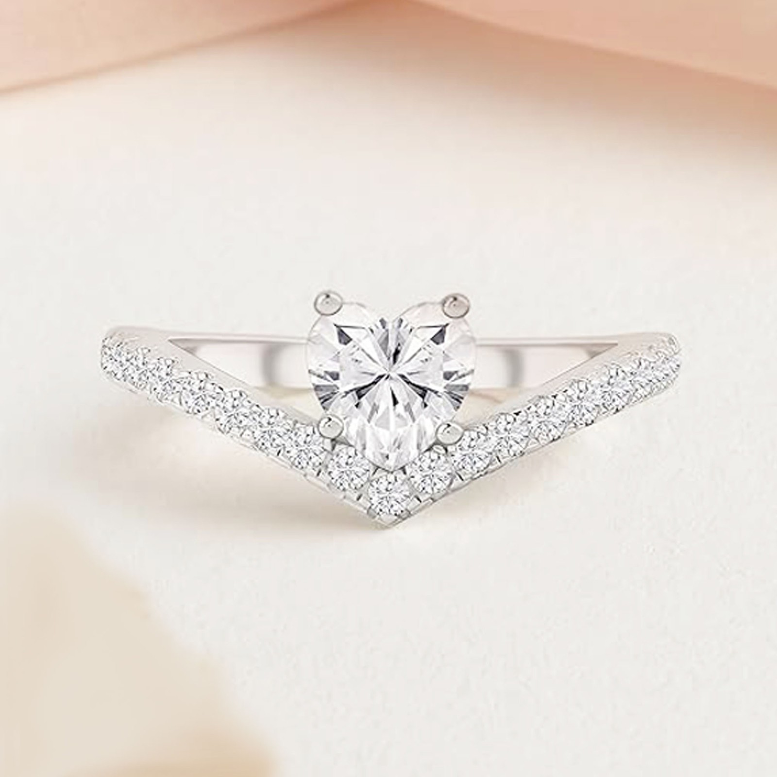 Pretty Promise Engagement Ring Heart Cut Simulated Diamond 14K White Gold Plated