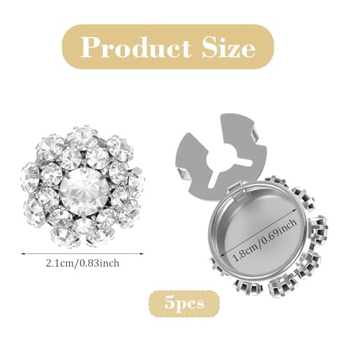 5 Pack Button Covers for Women Blouses, Button Covers Detachable Silver