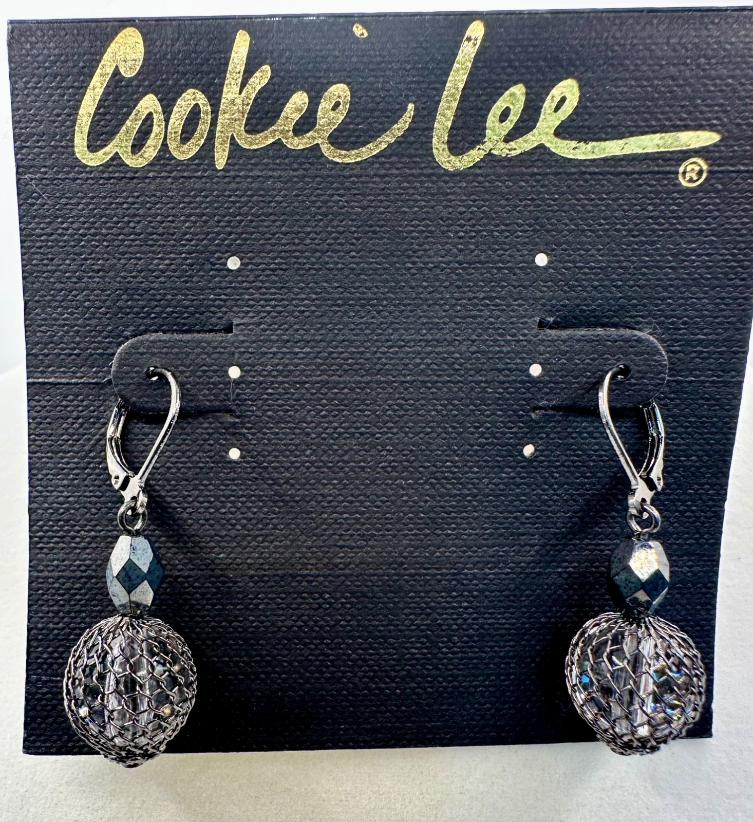 ✨ Modern Glam! Cookie Lee Hematite Glass Pearls & Crystal Mesh Drop Earrings NWT