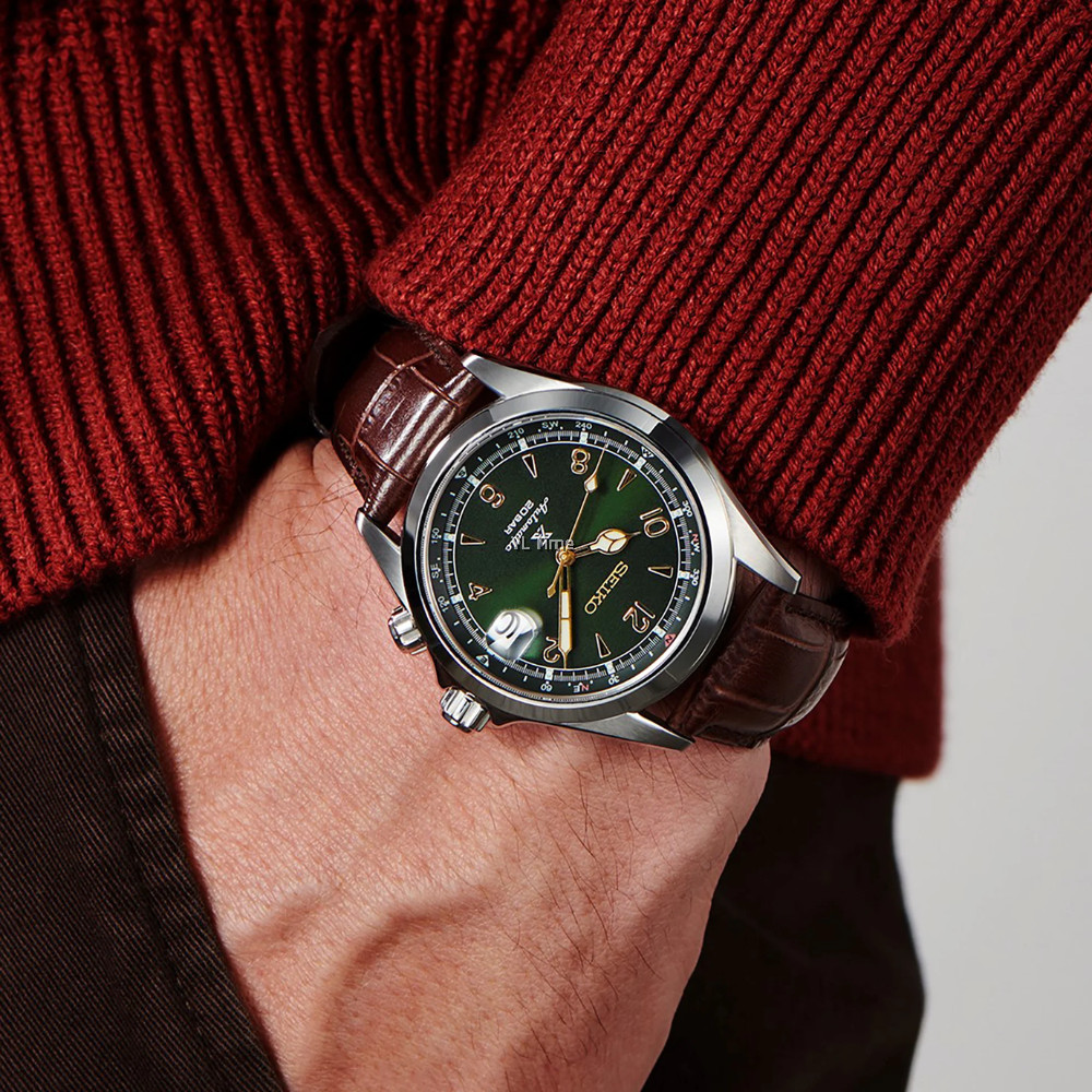 Seiko Prospex Alpinist Green Dial 70H Automatic Compass Leather Watch SPB121J1