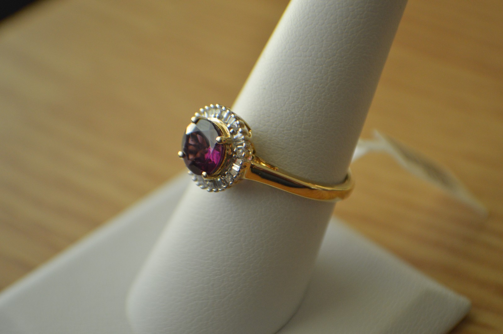 1.63ct Premium Ember Garnet / Diamond Ring 10K Yellow Gold Size 8 AGI Certified