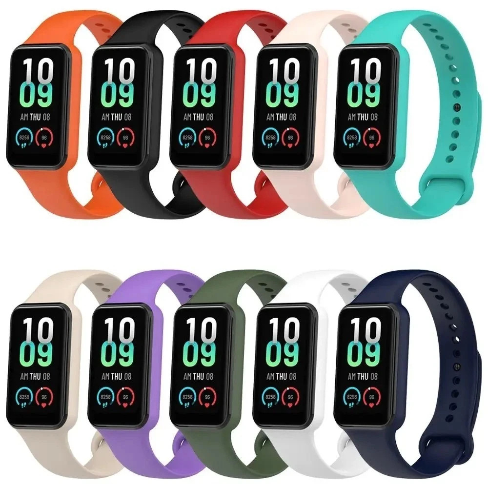 Silicone Strap for Amazfit Band 7 Replacement Bands Soft Adjustable Wristbands
