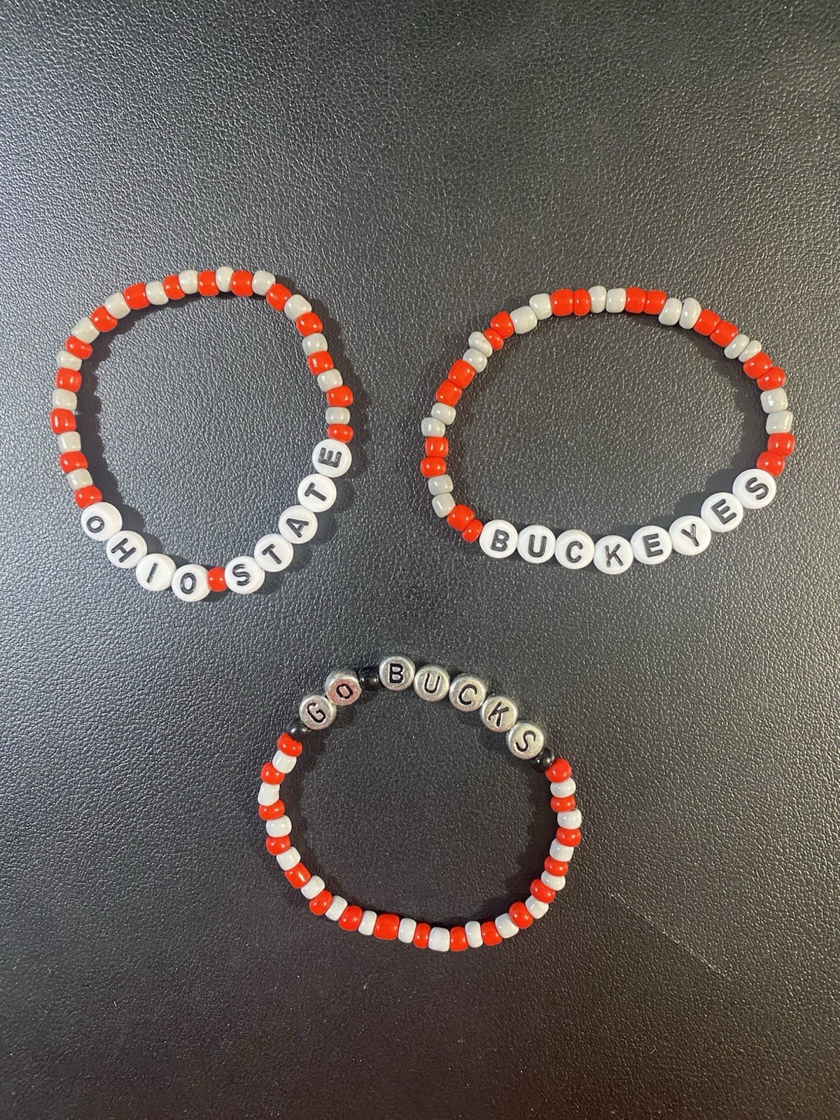 3 ohio state friendship bracelets size 5.5 in elastic stretch string