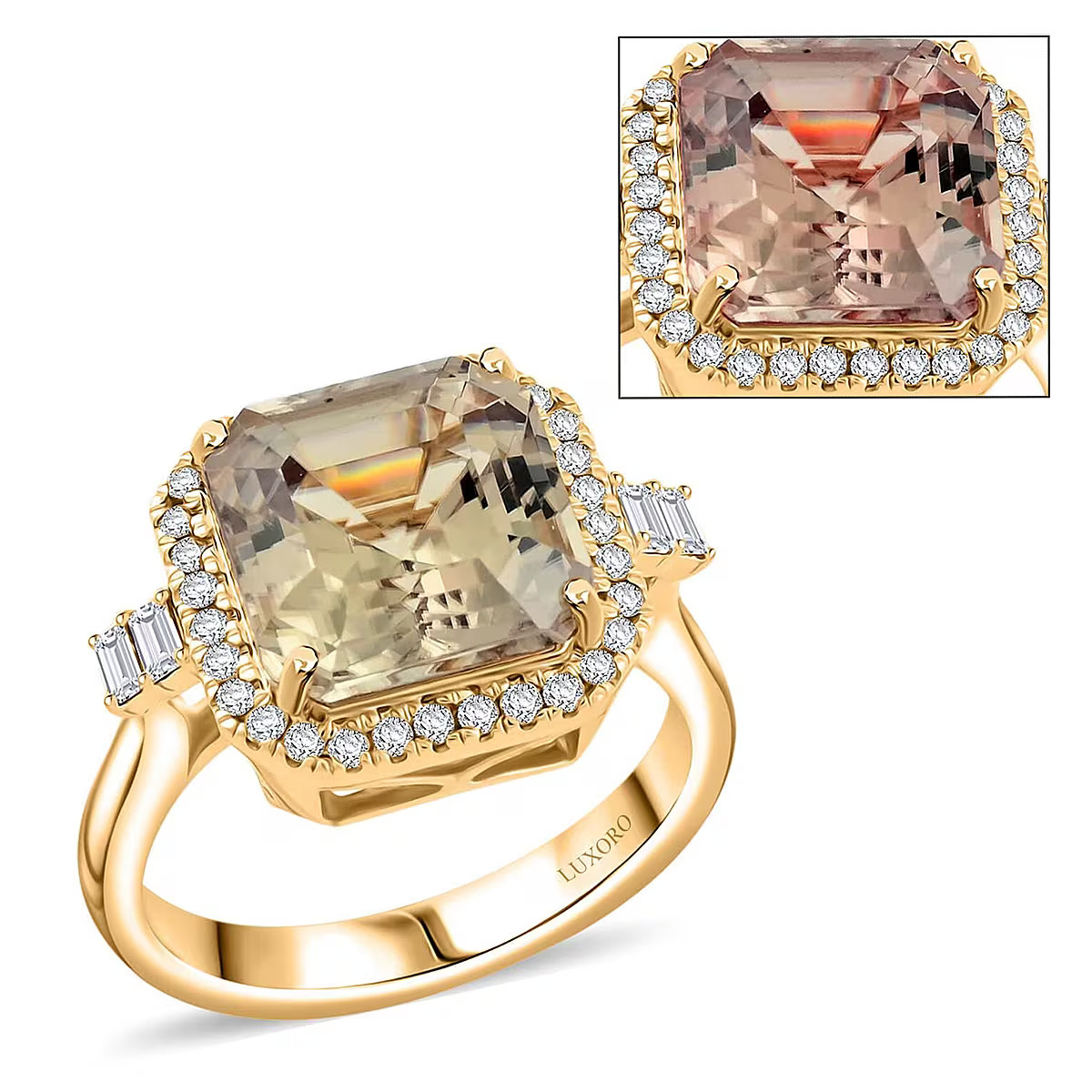 Turkizite G-H I2 Diamond 5.96 Halo Ring 10K Gold Size 7 5.26 Grams
