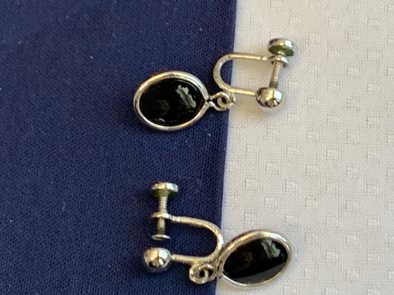 Sterling Silver Jewelry Set 4.82g Onyx Necklace & Earrings Amco Jewels *READ*