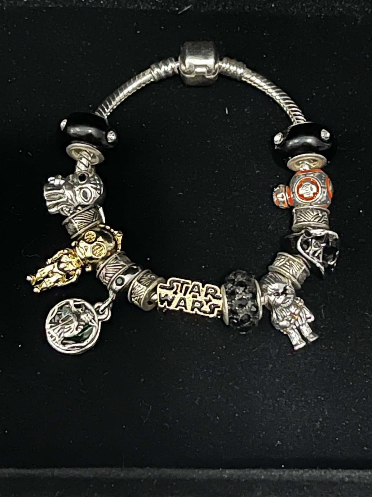 European Bracelet Star Wars inspired Size 7 Inch Bracelet Silver Color