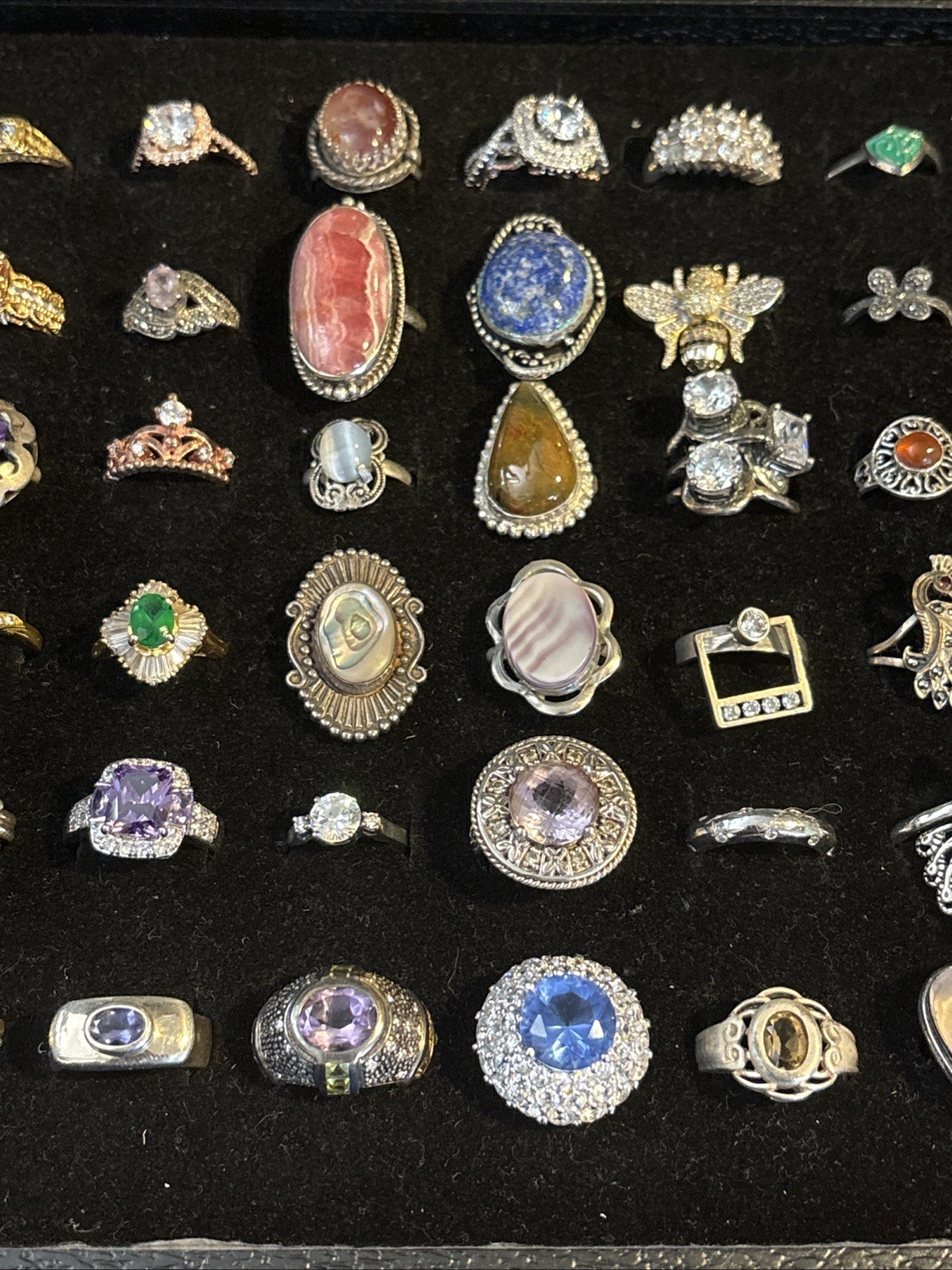 925/ Sterling 72 Rings Of Diff Sizes ,Stones And Styles Vtg / newCollection