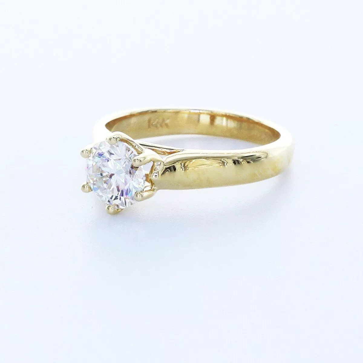Solitaire Engagement Ring 14K Gold Trellis 0.96 CT Round Lab-Grown Diamond E SI1