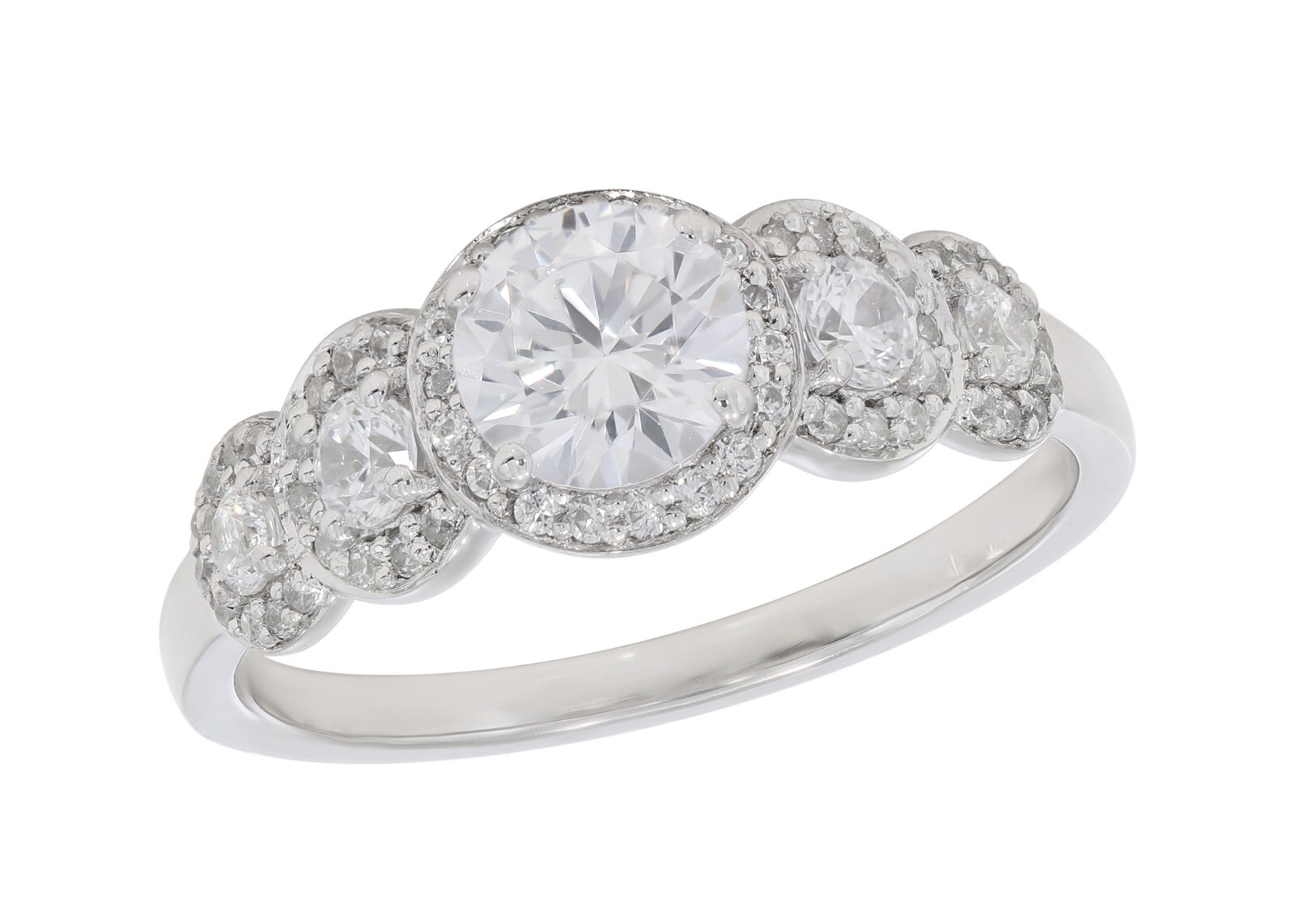 1.08 ct Round Lab Grown Diamond Ring Certified 14k White Gold