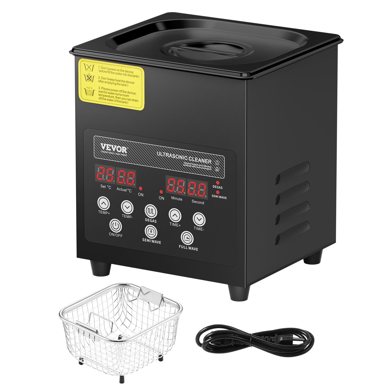 2L Ultrasonic Cleaner 60W Digital Machine with Heater & Timer for Jewelry, Glass