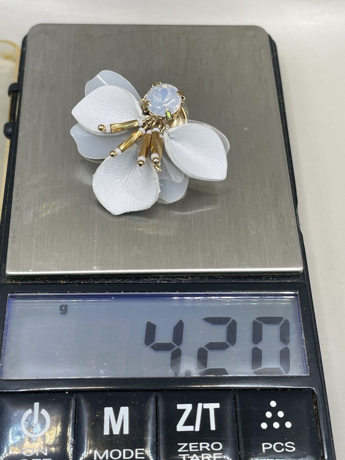 Kate Spade White Leather 12K Gold Plated Statement Post Earrings Retail $68