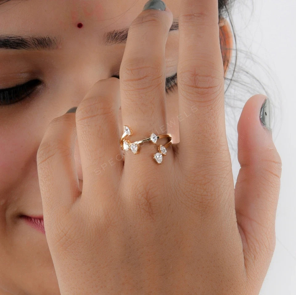 925 Silver moissinite fancy cut ring gold-plated, for regular and party use.