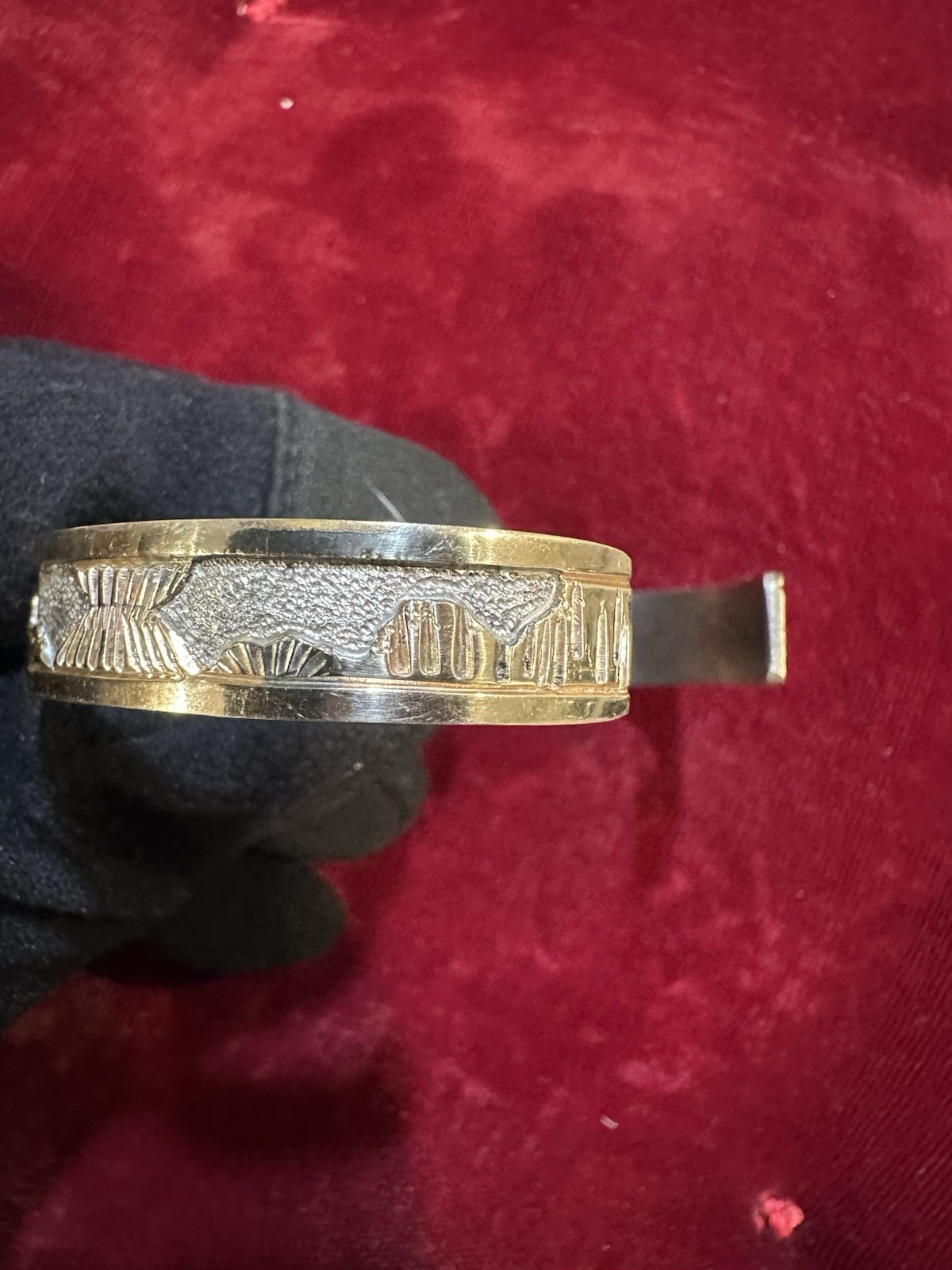 Navajo Floyd/Lloyd Becenti BCT Sterling & 12KGF Storyteller Cuff Bracelet 17.3g