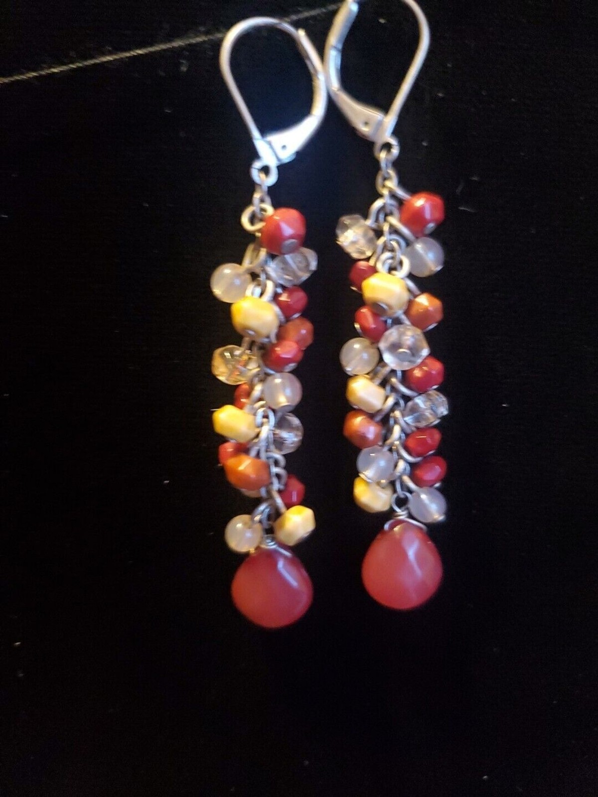 3 Beaded Dangle Drop Earrings Bohemian