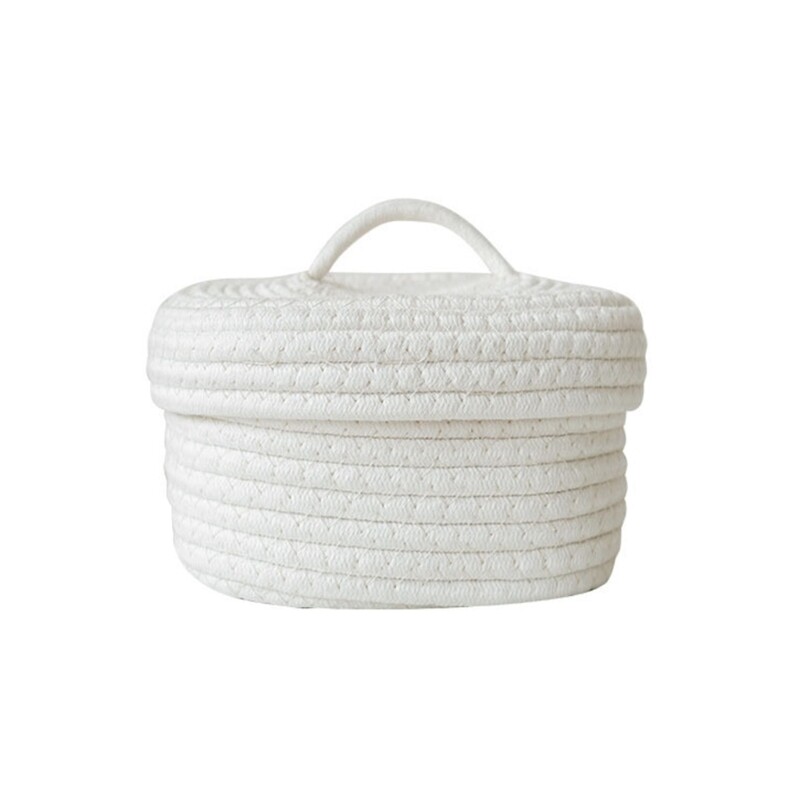 Woven Oval Storage Box with Lid Portable Indoor Outdoor Traveling Camp