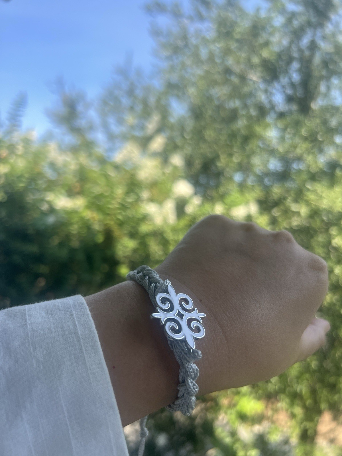 Handmade Crochet Bracelet with Kazakh Ornament